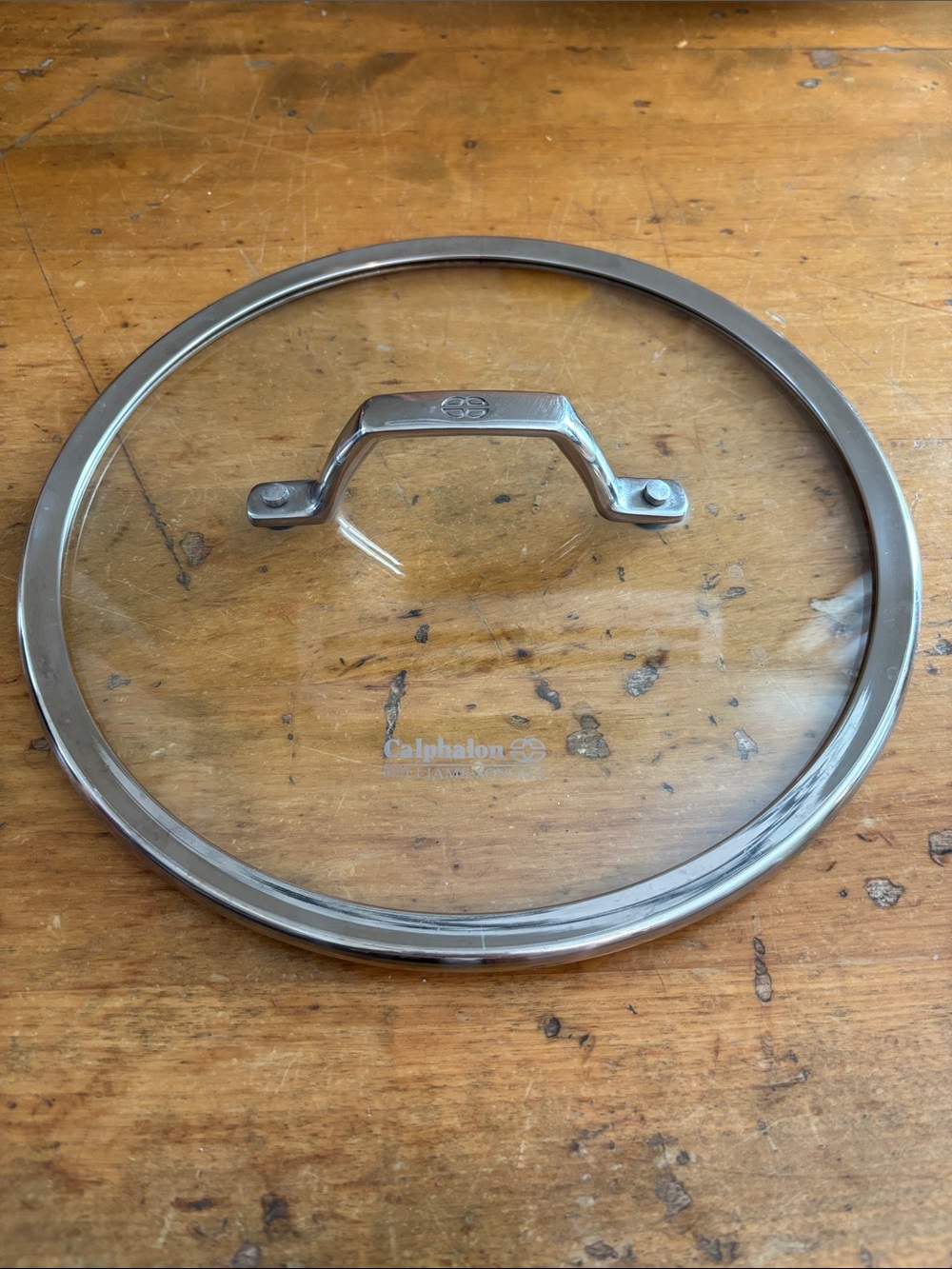 Calphalon Williams-Sonoma Clear Glass Lid with Stainless Steel Rim and Handle